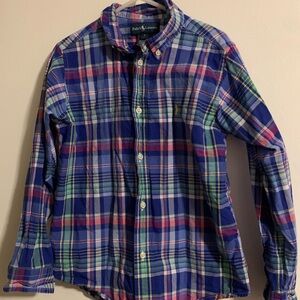 Ralph Lauren Kids Blue and Red Plaid Button Down Shirt